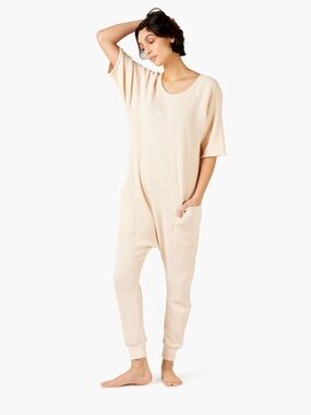 TKEES The Waffle Oversized Casual Jumpsuit in Petal